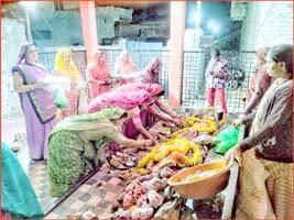Food was prepared a day before and offered to Mother Goddess.