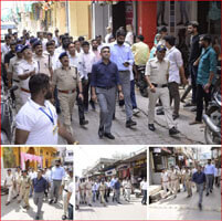 Collector and SP. came out on the streets, took out a flag march in the city