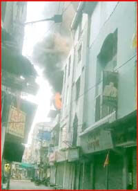 A huge fire broke out in a cloth market shop