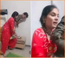 During a dispute, the wife attacked the husband with a knife, the video is going viral