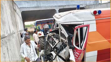 Two killed as ambulance falls off bridge on Delhi-Mumbai Expressway